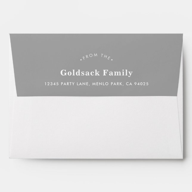 RETURN ADDRESS modern plain simple bold boy grey Envelope (Back (Top Flap))