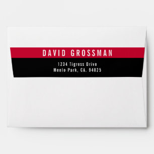 RETURN ADDRESS modern sporty bold boy red black Envelope