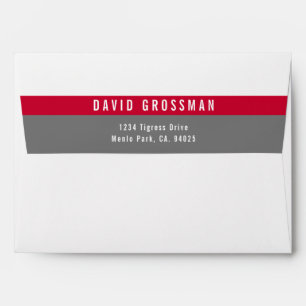 RETURN ADDRESS modern sporty bold boy red grey Env Envelope