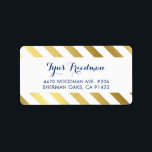 RETURN ADDRESS modern stylish gold foil stripe Label<br><div class="desc">by kat massard >>> www.simplysweetPAPERIE.com <<< Love the design, but would like to see some changes - another colour scheme, product, add a photo or adapted for a different occasion - no worries simply contact me, kat@simplysweetPAPERIE.com - I am happy to help! - - - - - - - -...</div>