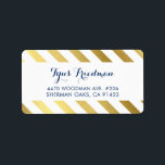 RETURN ADDRESS modern stylish gold foil stripe Label<br><div class="desc">by kat massard >>> www.simplysweetPAPERIE.com <<< Love the design, but would like to see some changes - another colour scheme, product, add a photo or adapted for a different occasion - no worries simply contact me, kat@simplysweetPAPERIE.com - I am happy to help! - - - - - - - -...</div>