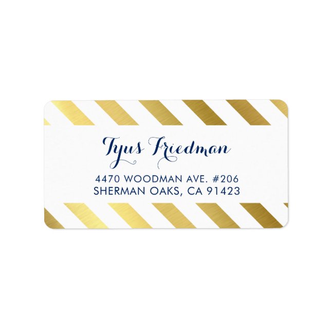 RETURN ADDRESS modern stylish gold foil stripe Label (Front)