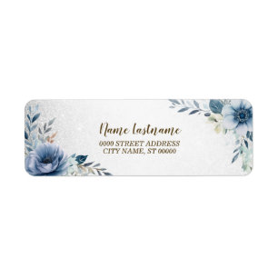 Return Address Party Dusty Blue Watercolor Flowers