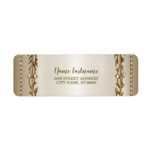 Return Address Party Gold Ornate Rectangle Dimond