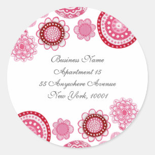 Return Address Pink White Flowers Label Sticker