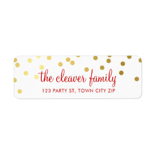 RETURN ADDRESS polka dot festive holiday gold