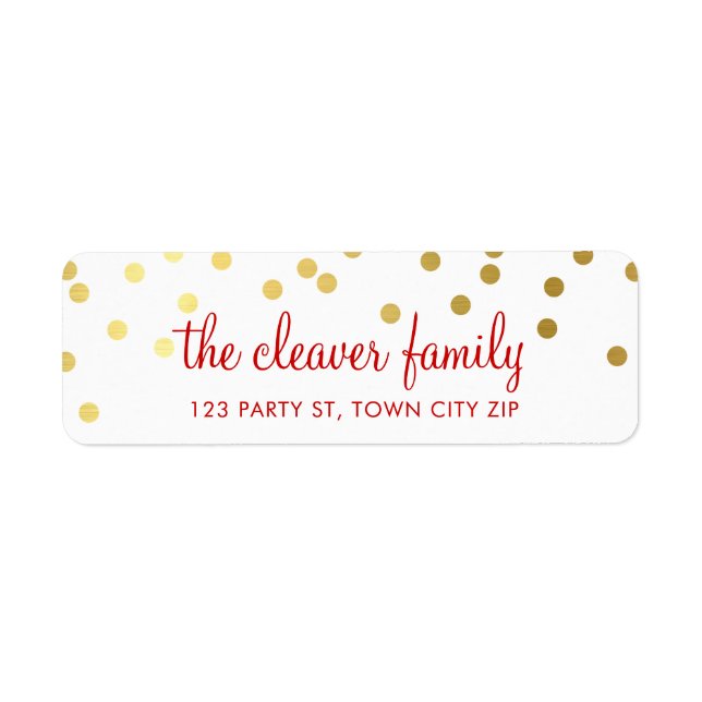 RETURN ADDRESS polka dot festive holiday gold (Front)