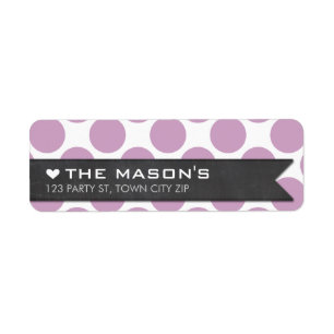 RETURN ADDRESS polka dot purple chalkboard flag