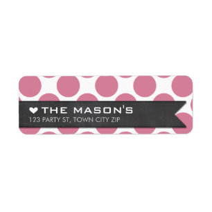 RETURN ADDRESS polka dot rose pink chalkboard flag