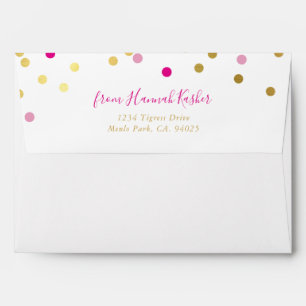 RETURN ADDRESS pretty glam confetti spot gold pink Envelope