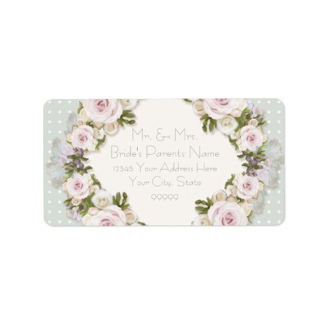 Return Address Pretty Pink Rose Succulent Floral Label (Front)