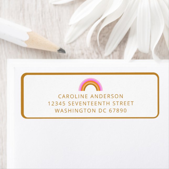 Return Address Rainbow Personalised Retro Boho  (Insitu)
