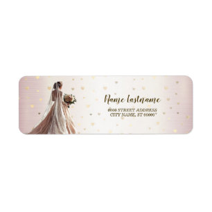 Return Address Rose Winter Wedding Bride Golden