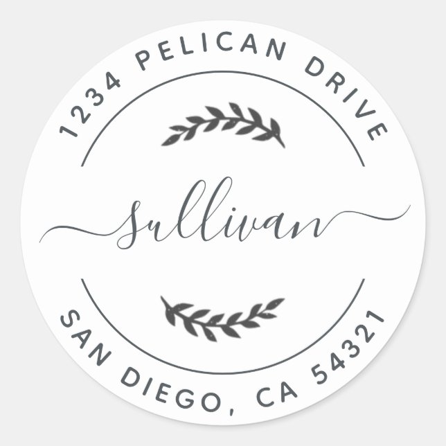 Return Address Round Sticker (Front)