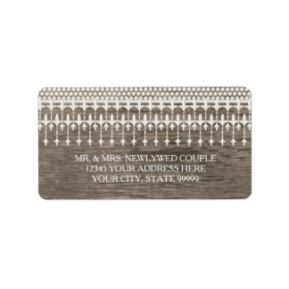 Return Address Rustic Vintage Lace Weathered Wood Label