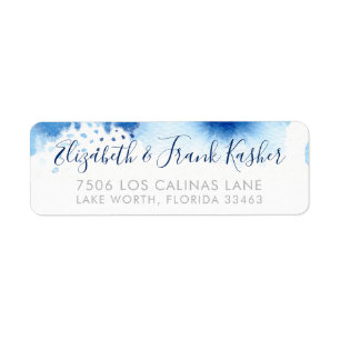 RETURN ADDRESS silver smart blue watercolor