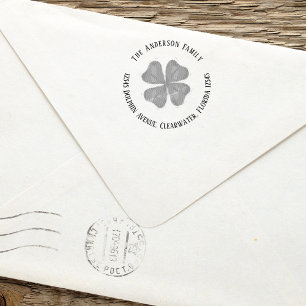 Return Address Simple Four Leaf Clover Self-inking Stamp