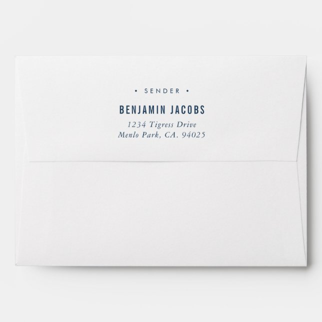 RETURN ADDRESS simple modern bold block navy blue Envelope (Back (Top Flap))