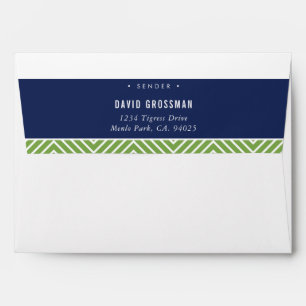 RETURN ADDRESS simple modern geometric navy green Envelope