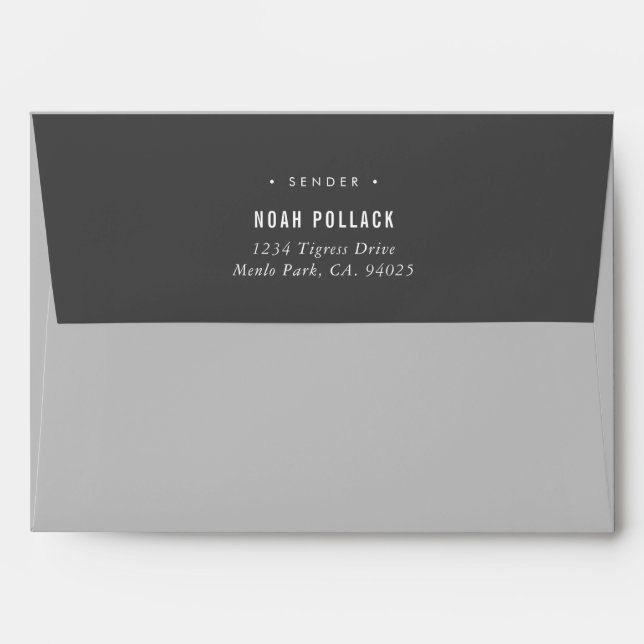 RETURN ADDRESS simple modern plain dark grey Envelope (Back (Top Flap))