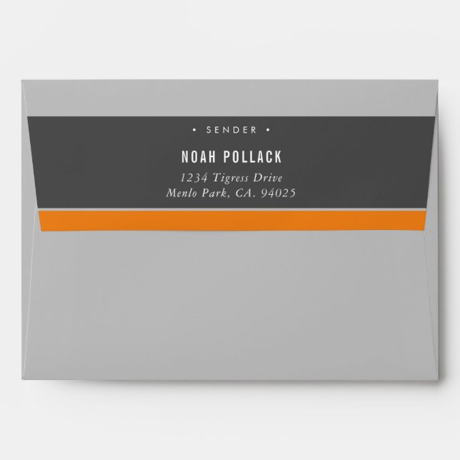 RETURN ADDRESS simple modern plain orange grey Envelope (Back (Top Flap))