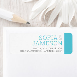 RETURN ADDRESS simple modern type turquoise blue