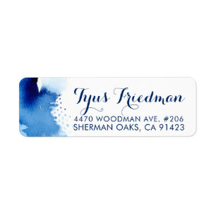 RETURN ADDRESS smart dark blue watercolor