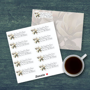 Return Address Southern Magnolia shaped stickers