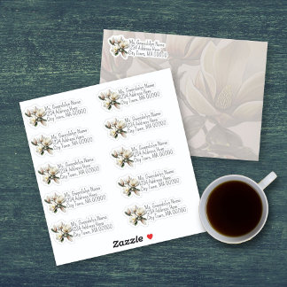 Return Address Southern Magnolia shaped stickers