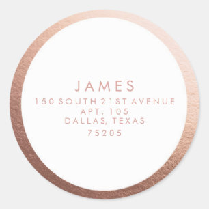 Return Address Sticker   Rose Gold Border