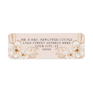 Return Address Terra Cotta Gold n Pink Floral