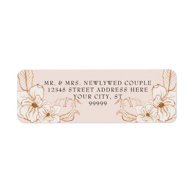 Return Address Terra Cotta Gold n Pink Floral (Front)