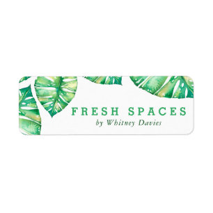 RETURN ADDRESS tropical watercolor monstera leaf