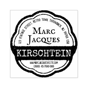 Return Address Vintage Logo Name Ribbon Award Rubber Stamp