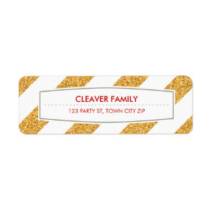 RETURN ADDRESS wide stripe pattern glitter gold