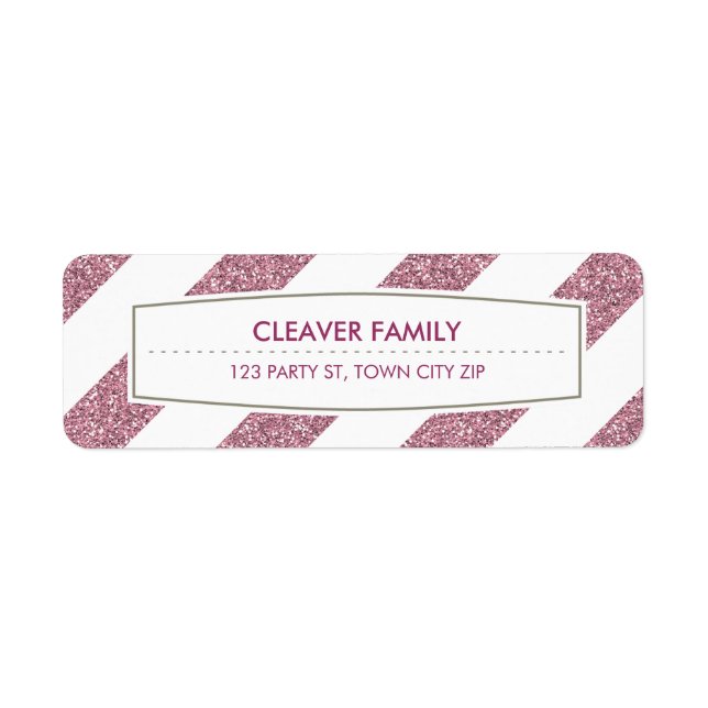 RETURN ADDRESS wide stripe pattern glitter pink (Front)