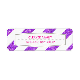 RETURN ADDRESS wide stripe pattern glitter purple