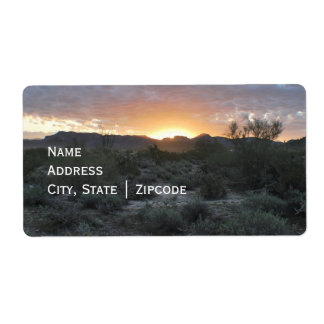 Return Label with Desert Scene Background