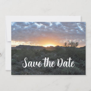 Return Label with Desert Scene Background Save The Date