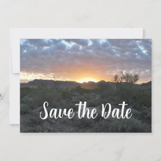 Return Label with Desert Scene Background Save The Date