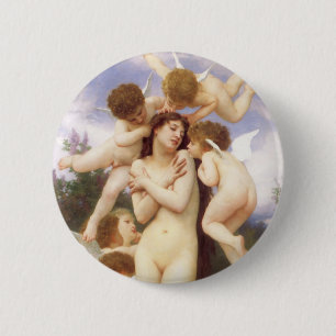 Return of Spring (Le Printemps) by Bouguereau 6 Cm Round Badge