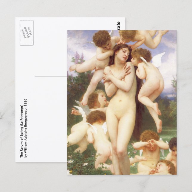 Return of Spring (Le Printemps) by Bouguereau Postcard (Front/Back)