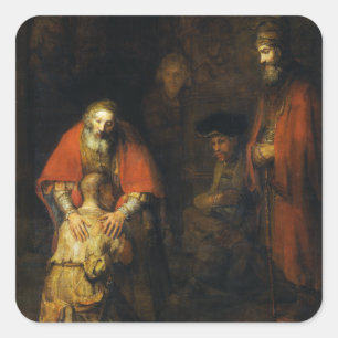 Return of the Prodigal Son by Rembrandt Square Sticker