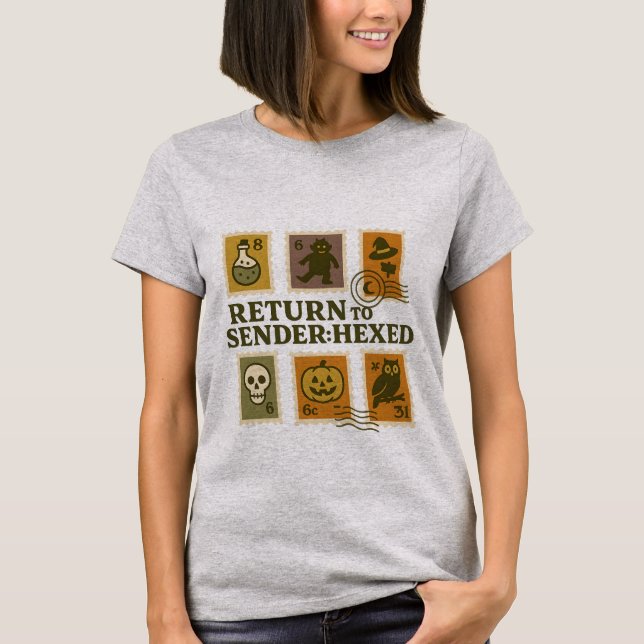 Return to Sender: Hexed Halloween Stamp T-Shirt (Front)