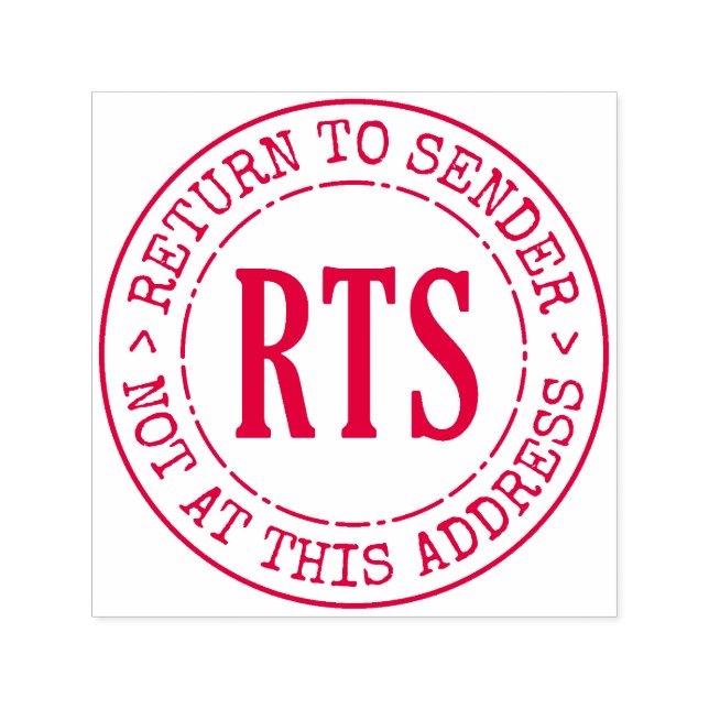 Return to Sender RTS Rubber Stamp Large Round Seal (Design)