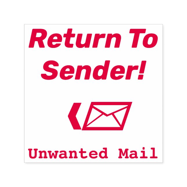 "Return To Sender!" "Unwanted Mail" & Arrow Self-inking Stamp (Design)