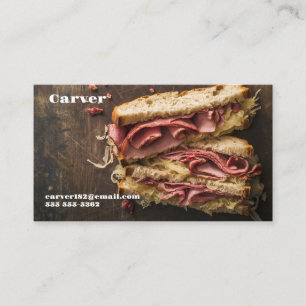 Reuben sandwich with text space business card