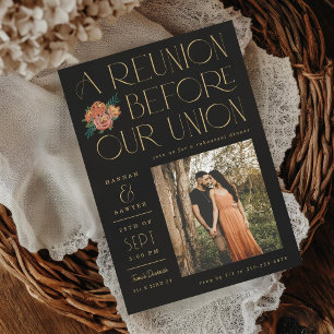 Reunion Before the Union Pre Wedding Event Black Invitation