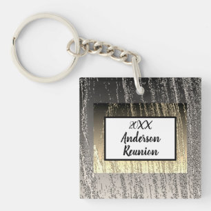 Reunion Gilittery Silver and Gold Stripes Memento Key Ring