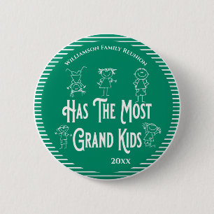 Reunion Grandparents Award Most Grand Kids 6 Cm Round Badge